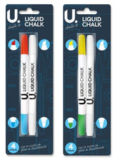 2PK LIQUID CHALK PENS- DOUBLE SIDED 4 CHALKS